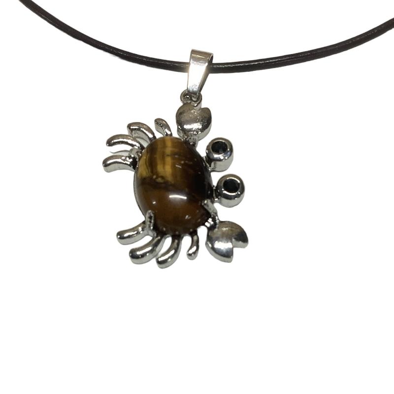 Gemstone Crystal Crab Pendant Necklace-Hand Picked Imports