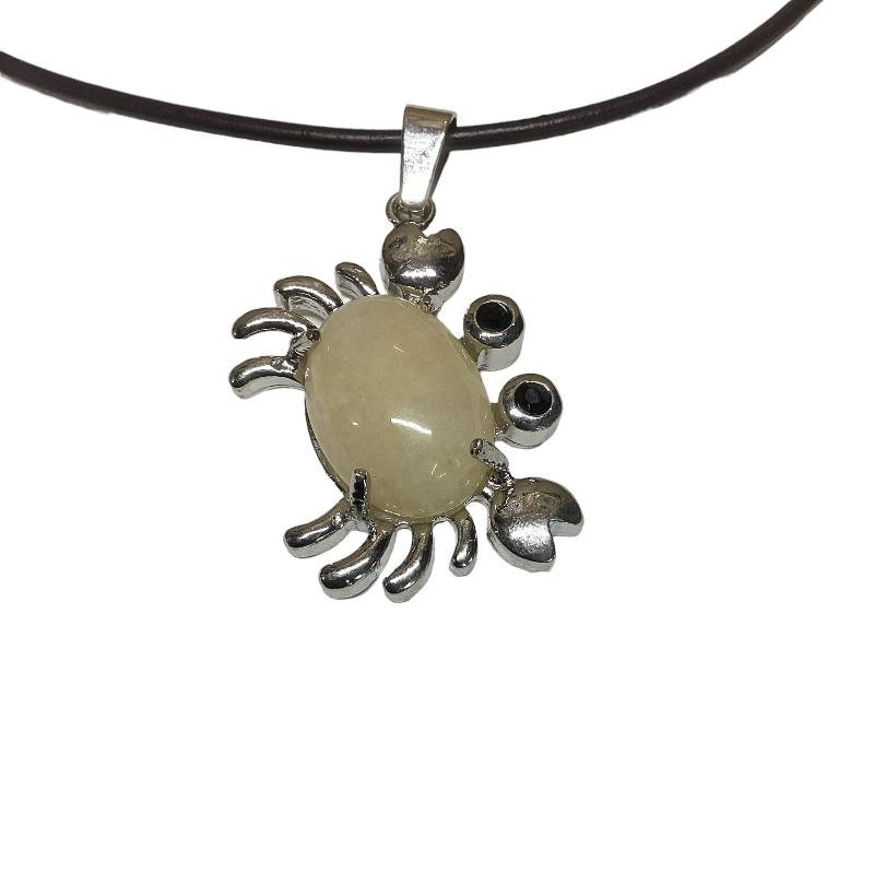 Gemstone Crystal Crab Pendant Necklace-Hand Picked Imports