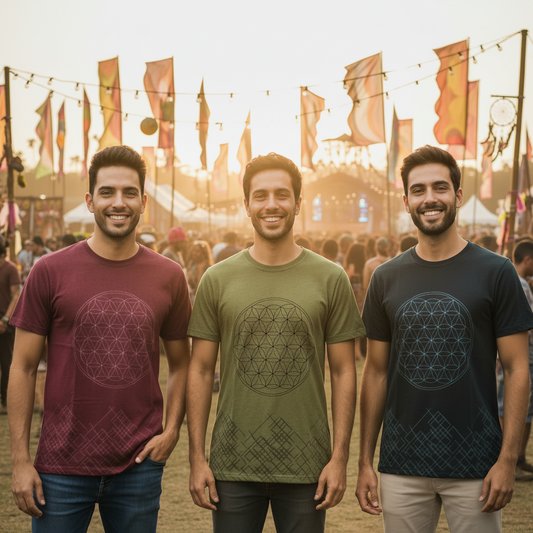 Men's Sacred Geometry Flower of Life Cotton BoHo T-shirt-Hand Picked Imports