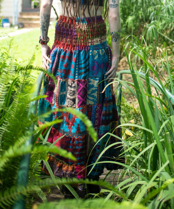 Ladies long Winter Patchwork Hippie BoHo Festival Skirt Size 8 to 14-Hand Picked Imports