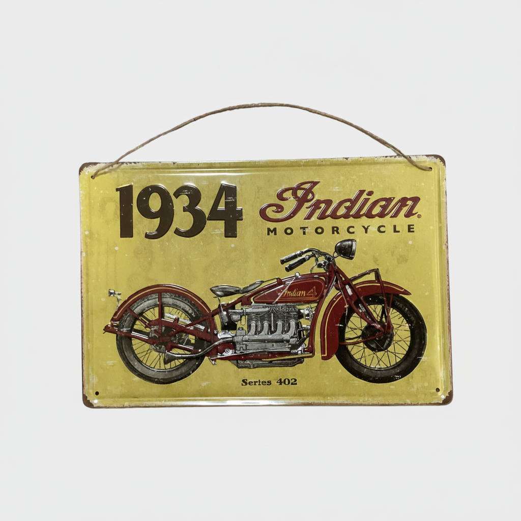 1934 Indian - Tin Sign 30 X 20 cm-Hand Picked Imports