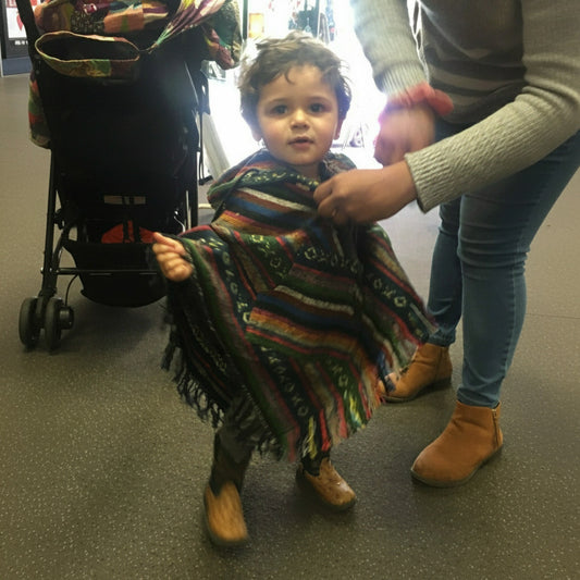 Brushed Cotton Kids Diamond Ponchos From Nepal-Hand Picked Imports