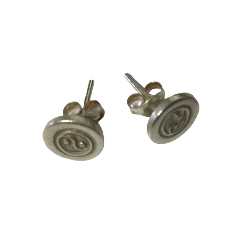 Karen Hill Tribe Sterling Silver Flower of Life, Ying Yang, and Peace Sign Stud Earrings-Hand Picked Imports