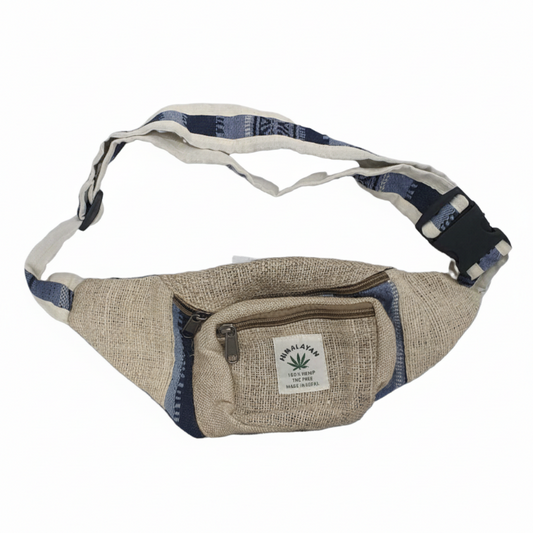 Unisex Hemp Festival Bum Bag / Money Belt Made in Nepal | 3 Zip Pockets-Hand Picked Imports