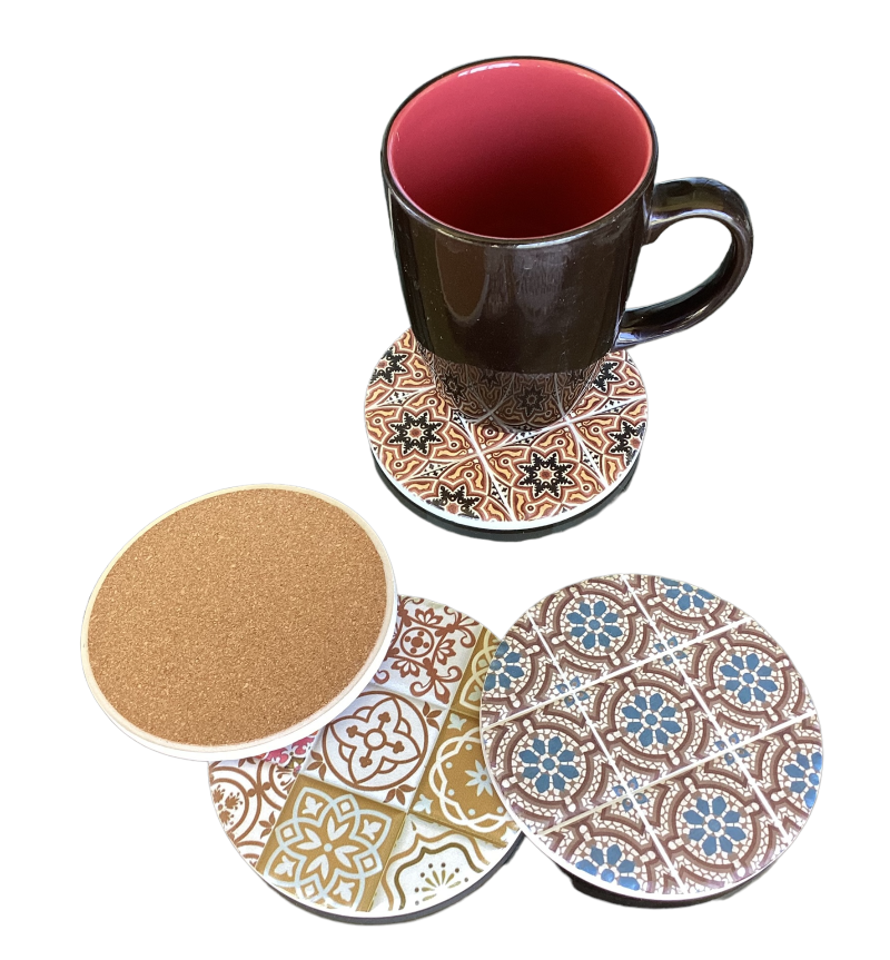 I Set of 4 Ceramic Coasters Size: diameter = 10.8 cm-Hand Picked Imports