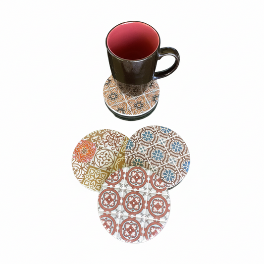 I Set of 4 Ceramic Coasters Size: diameter = 10.8 cm-Hand Picked Imports