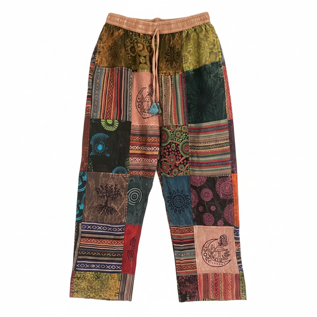 Men's/ Unisex Thick Cotton Winter Patchwork Hippie Pants From Nepal Size XXL-Hand Picked Imports