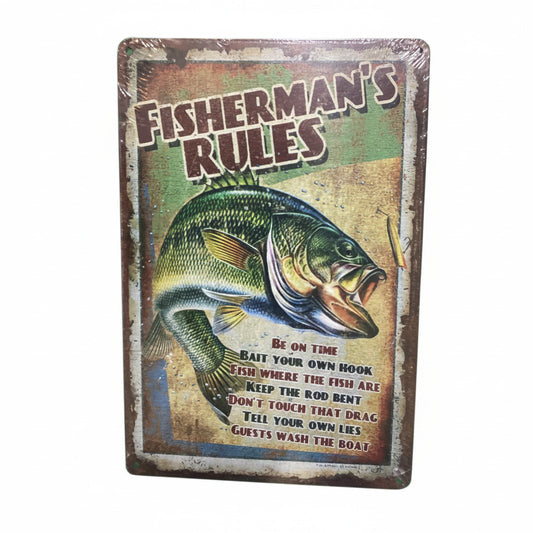 Fisherman's Rules- Tin Sign 30 X 20 cm-Hand Picked Imports