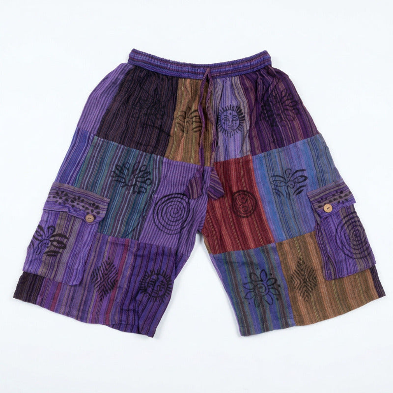 Unisex Cotton Patchwork Hippie Festival Shorts Made in Nepal-Hand Picked Imports