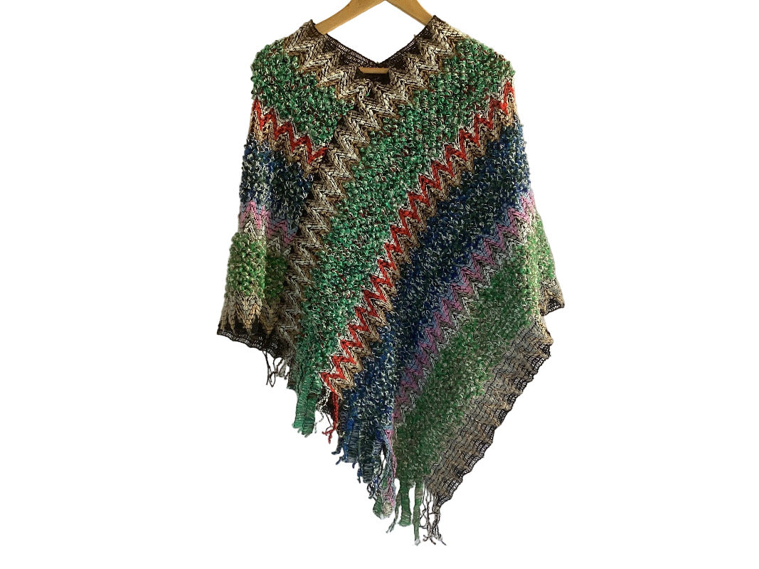 Ladies Zig Zag Diamond Ponchos Free Size-Hand Picked Imports