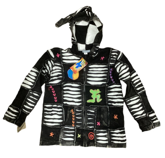 Unisex Kids Black & White Patchwork Pixie Jacket Size 10 years-Hand Picked Imports