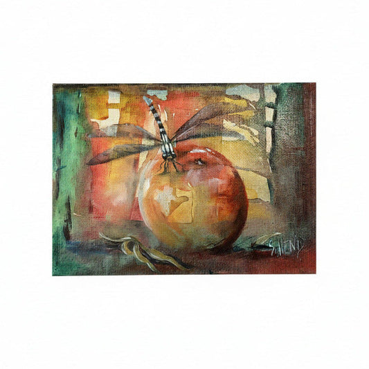 "Dragon Fly" Miniature Oil Painting On Stretched Canvas 7x 5” By Susan Hend Russell-Hand Picked Imports