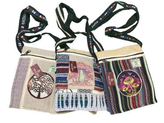 Unisex Hippie Festival Hemp Passport Bag Made In Nepal 23cm X 25cm-Hand Picked Imports