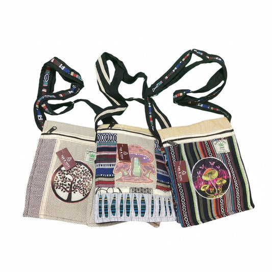 Unisex Hippie Festival Hemp Passport Bag Made In Nepal 23cm X 25cm-Hand Picked Imports