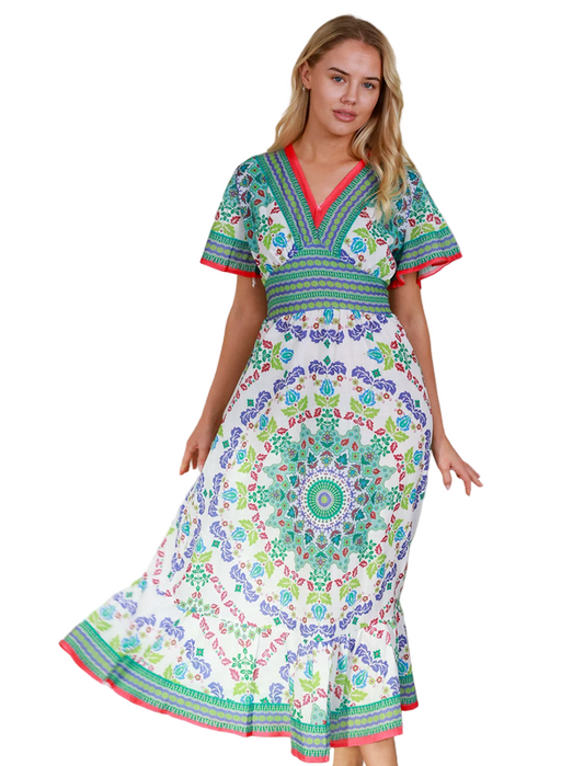 Ladies Long Green Rayon Beach Dress Size 6 to 10 by Isabella-Hand Picked Imports