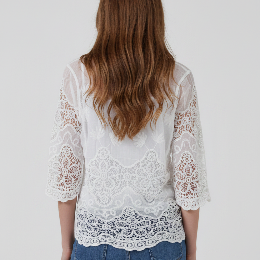 Ladies White Willow Crochet Top Size 10 to 14-Hand Picked Imports