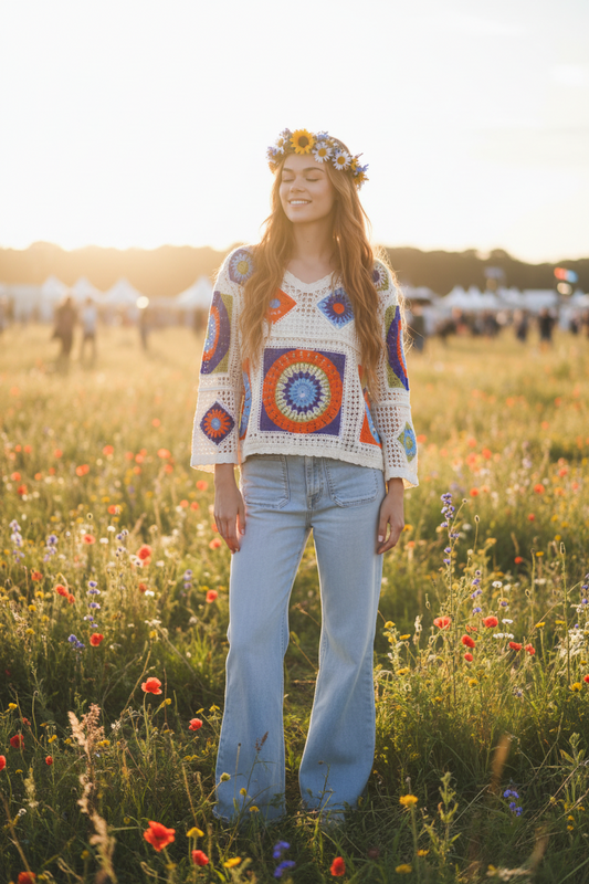 Ladies Colourful Crochet Top – Medium-Hand Picked Imports