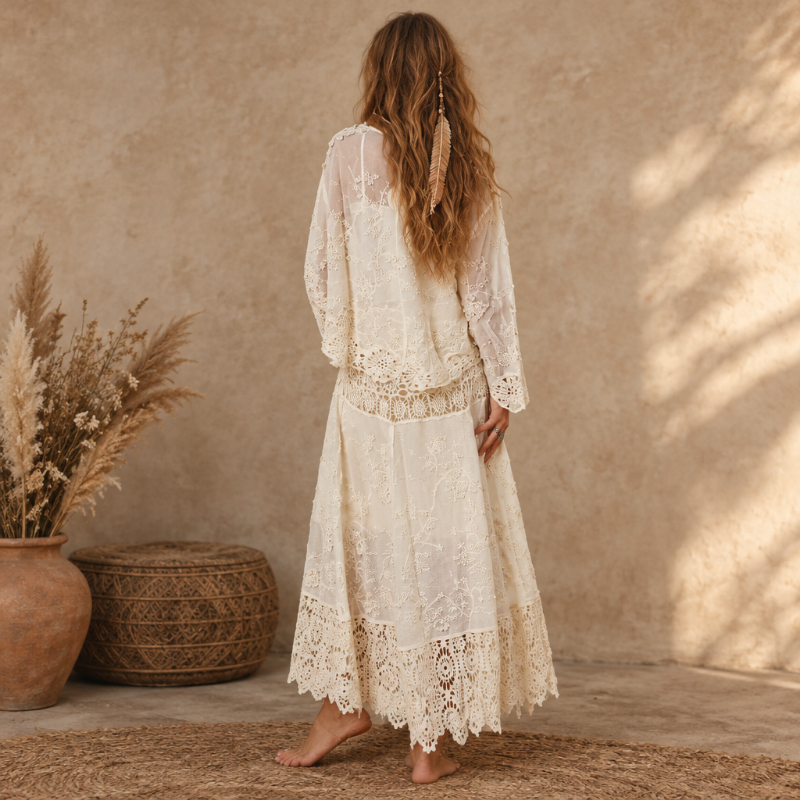 Ladies Cream or White Lace Top & Skirt Set – Size 10–14-Hand Picked Imports