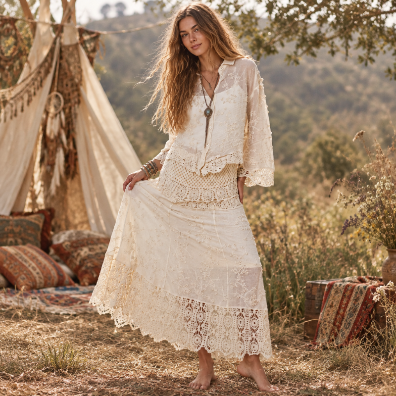 Ladies Cream or White Lace Top & Skirt Set – Size 10–14-Hand Picked Imports