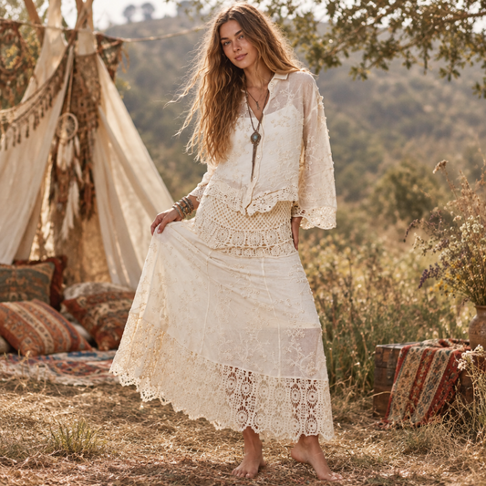 Ladies Cream or White Lace Top & Skirt Set – Size 10–14-Hand Picked Imports