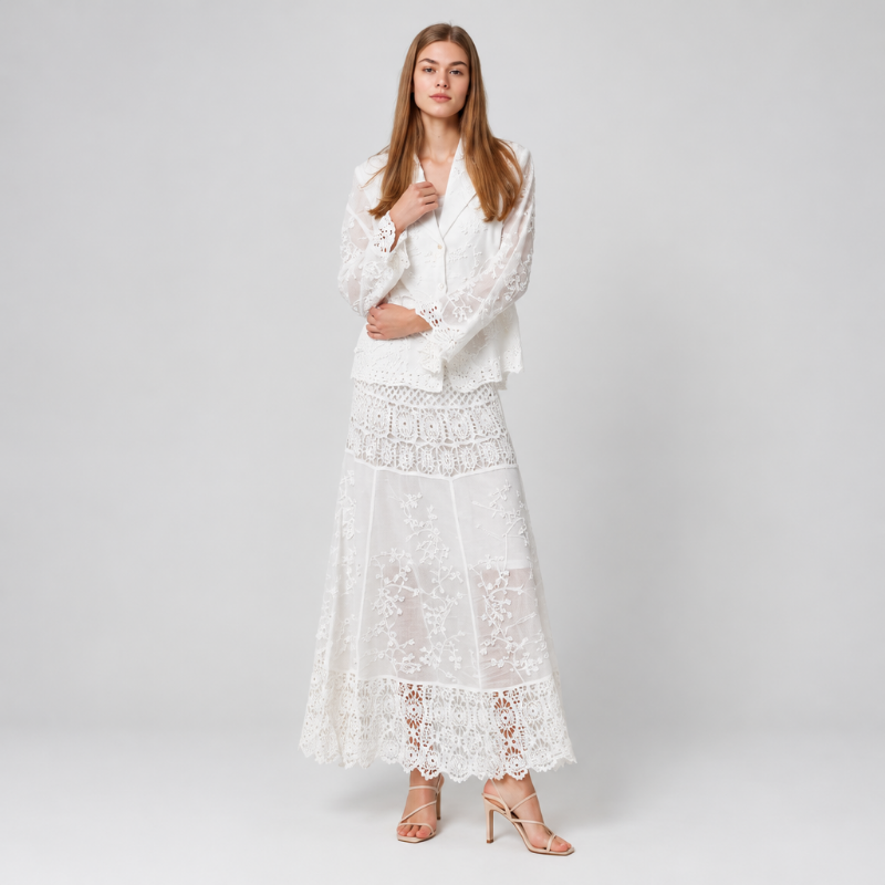 Ladies Cream or White Lace Top & Skirt Set – Size 10–14-Hand Picked Imports