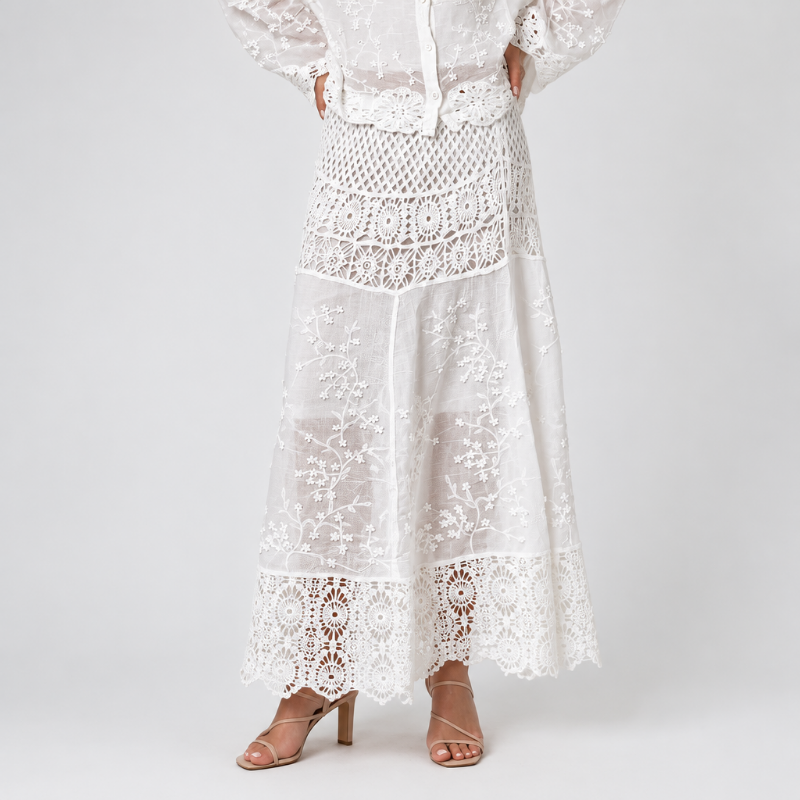 Ladies Cream or White Lace Top & Skirt Set – Size 10–14-Hand Picked Imports