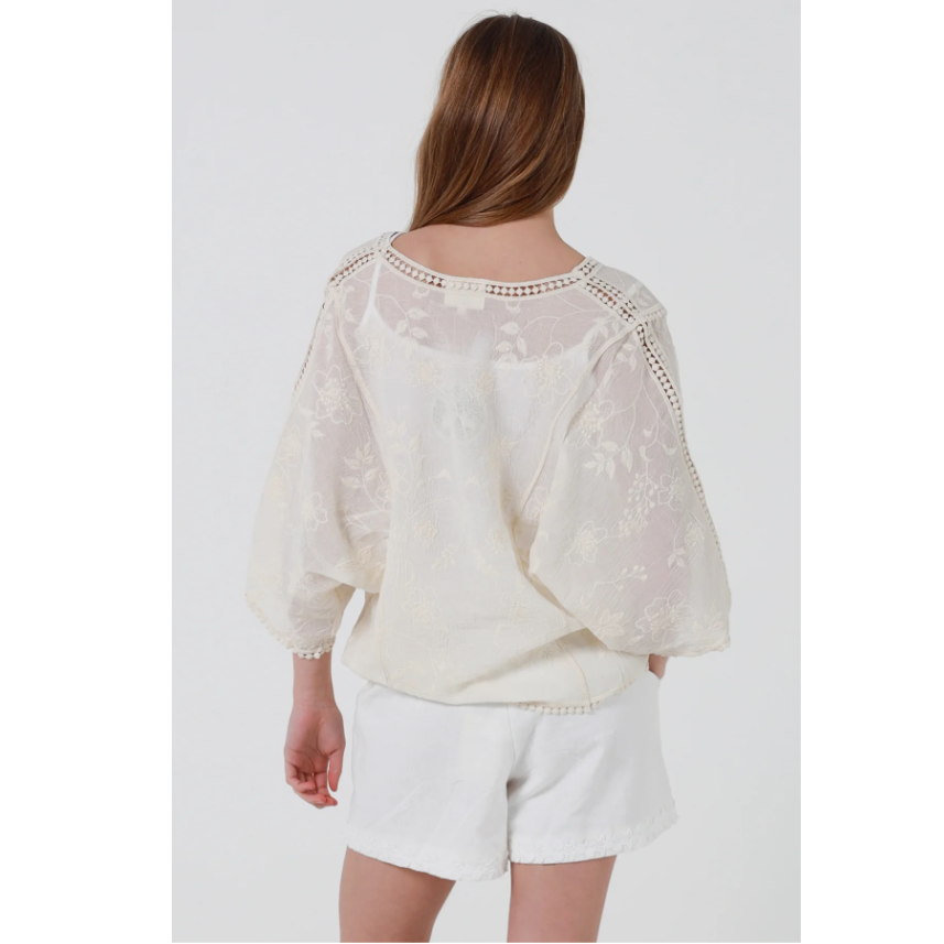 Ladies Cream Boho Lace Top – Size 10–14-Hand Picked Imports