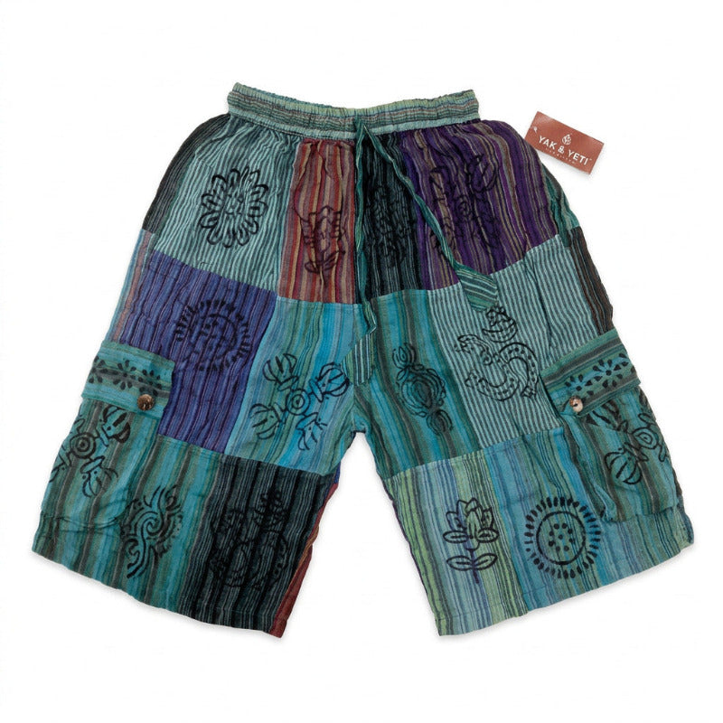Unisex Cotton Patchwork Hippie Festival Shorts Made in Nepal-Hand Picked Imports
