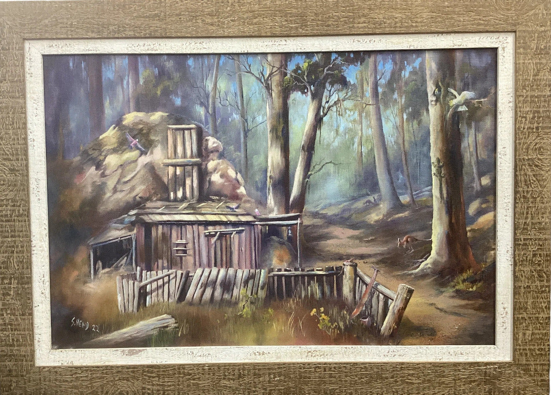 Wood Cutters Cottage – Framed Oil Painting by Susan Hend Russell-Hand Picked Imports
