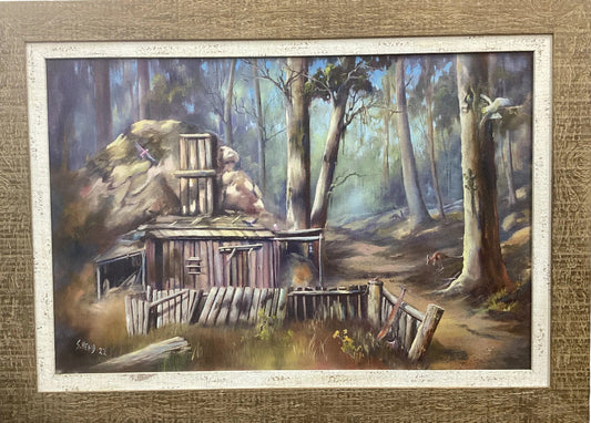 Wood Cutters Cottage – Framed Oil Painting by Susan Hend Russell-Hand Picked Imports