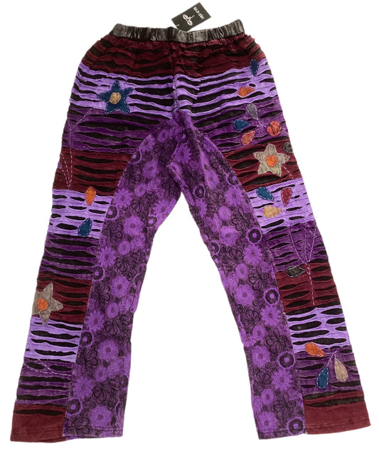 Ladies Razer Cut Hand Embroidered Hippie festival Winter Pants from Nepal-Hand Picked Imports