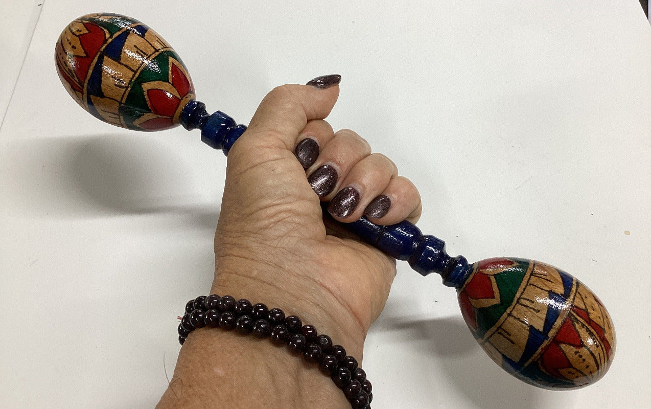 Double Sided Wooden Music Maraca/Shaker Hand Painted in Indonesia-Hand Picked Imports
