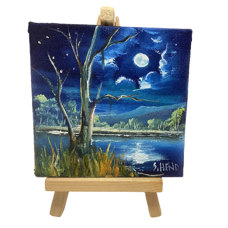 Miniature Oil Paintings on Canvases with Easel By Susan Hend Russell Size 10x10cm-Hand Picked Imports