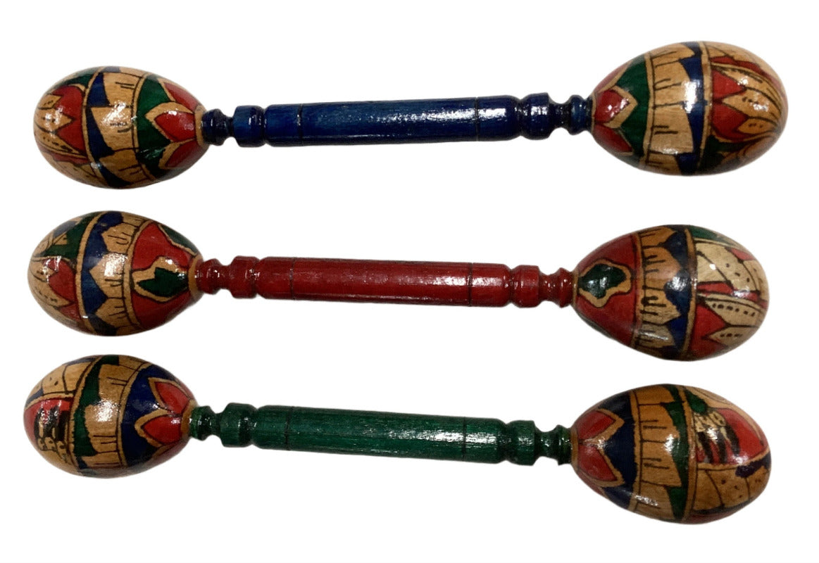 Double Sided Wooden Music Maraca/Shaker Hand Painted in Indonesia-Hand Picked Imports