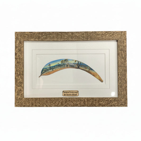 Farm Scene with Horse – Framed Gum Leaf Art by Susan Hend Russell-Hand Picked Imports