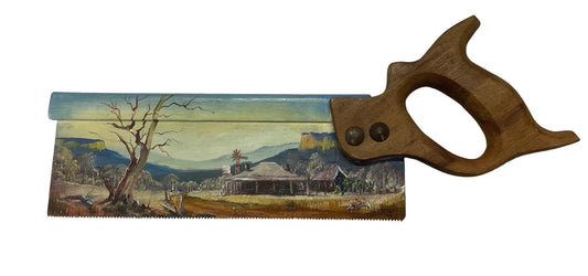 Small Hand Saw Painted By Artist Susan Hend Russell 37.5 x9cm-Hand Picked Imports