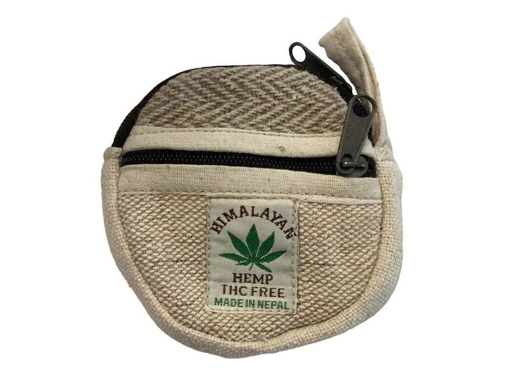Small Round Hemp Coin Purse Handcrafted in Nepal-Hand Picked Imports