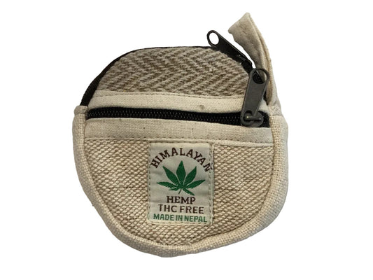 Small Round Hemp Coin Purse Handcrafted in Nepal-Hand Picked Imports