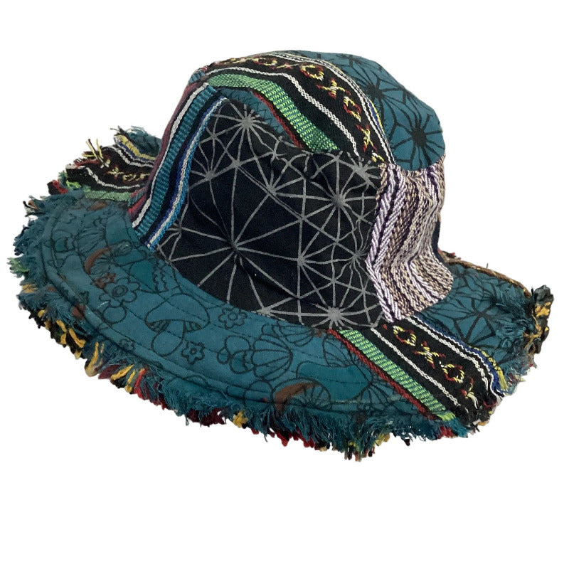 Teal Patchwork Hippie Hat | Handmade in Nepal | 64 cm-Hand Picked Imports