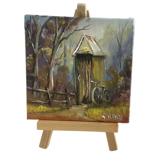 Old Australian Dunny Miniature Oil Painting with Easel-Hand Picked Imports