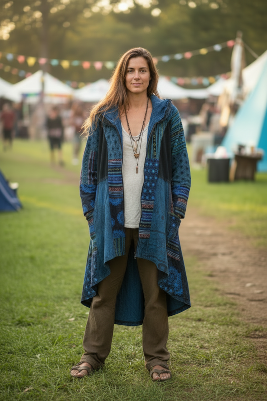 Unisex Patchwork Hippie Festival Jacket free Size-Hand Picked Imports