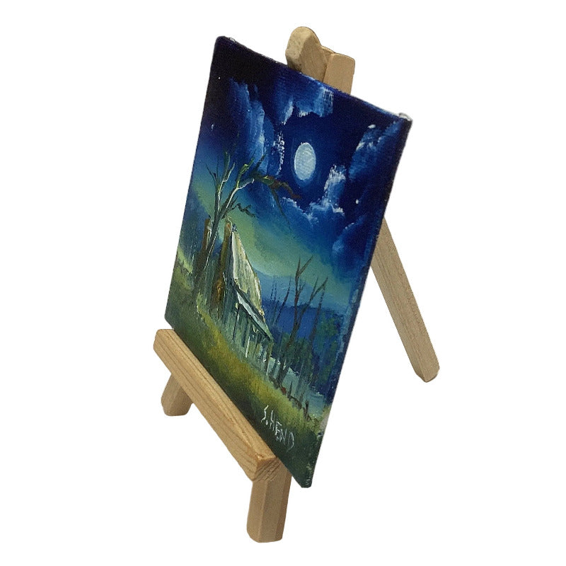 Miniature Oil Paintings on Canvases with Easel By Susan Hend Russell Size 10x10cm-Hand Picked Imports