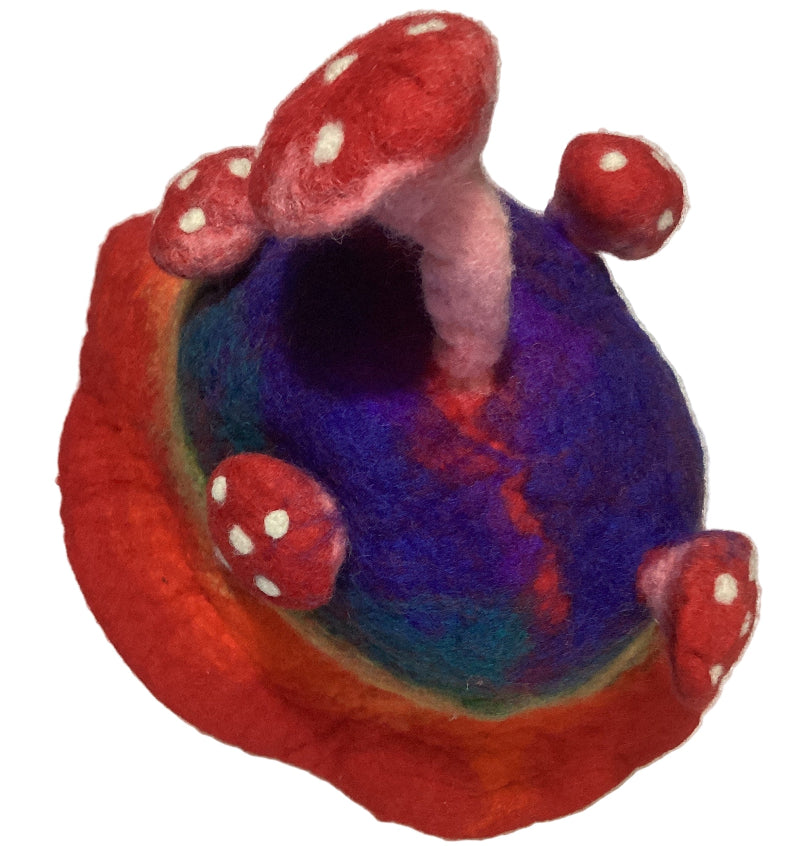 Colourfull Adult Mushroom Felt Hat Handmade in Nepal-Hand Picked Imports