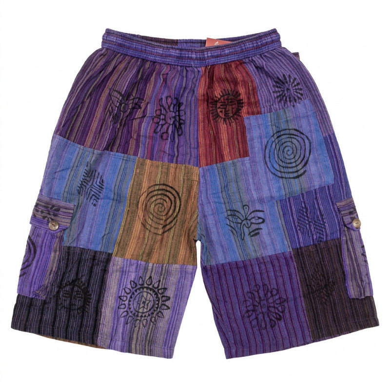 Unisex Cotton Patchwork Hippie Festival Shorts Made in Nepal-Hand Picked Imports