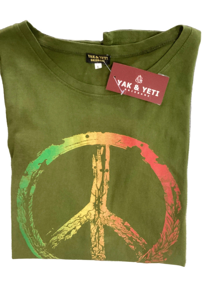 L or XL Peace Design Men's/Unisex Cotton T-Shirt-Hand Picked Imports