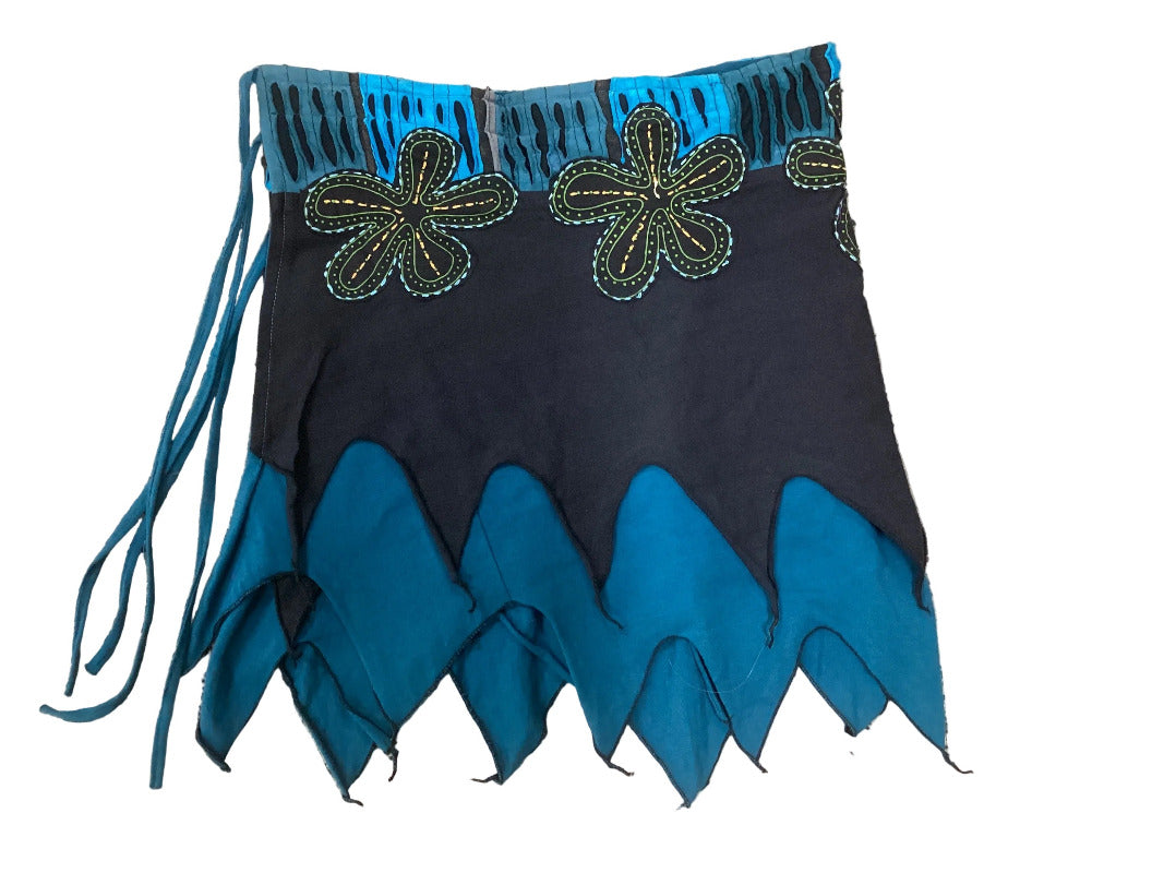Ladies Cotton Black & Blue Pixie skirt-Hand Picked Imports