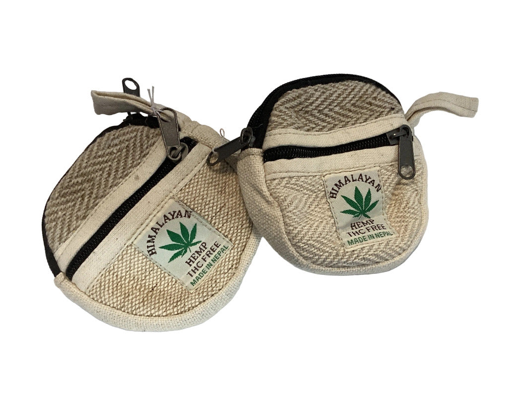 Small Round Hemp Coin Purse Handcrafted in Nepal-Hand Picked Imports