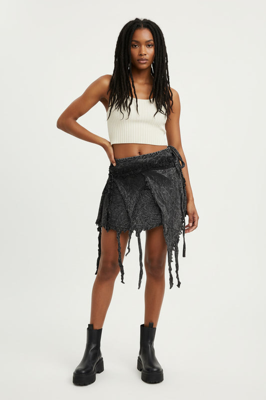 Ladies Stone Washed Wrap-around BoHo Pixie skirt Size S/M-Hand Picked Imports