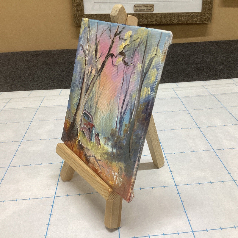 Miniature Oil Paintings on Canvases with Easel By Susan Hend Russell Size 10x10cm-Hand Picked Imports