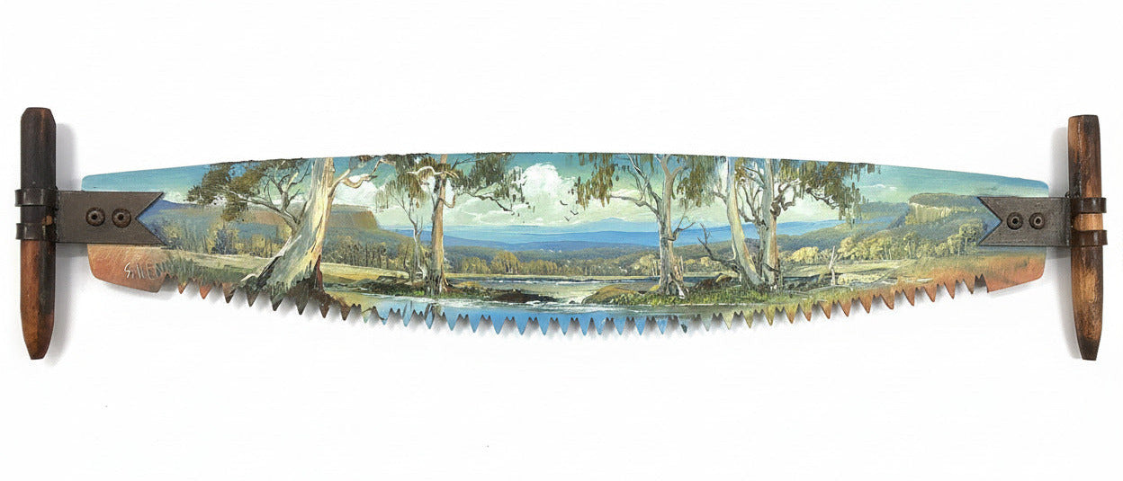Hand Painted Miniature Crosscut Saws By Artist Susan Hend Russell-Hand Picked Imports